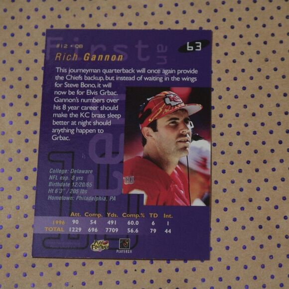 Rich Gannon #63 Football Card - Picture 2 of 2